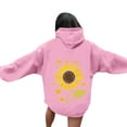 thumbnail image 1 of VOONCAS Cute Women's Sunflower Graphic Hoodie - Pink, Size S, 100% Polyester, Casual Dual Print with Drawstring, 1 of 5