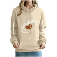 thumbnail image 1 of VOONCAS Football Hoodie for Women - Khaki, Size M - Polyester Lightweight with Heart Graphic & Stitch Detail - Game Day Casual Wear, 1 of 3