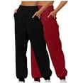 thumbnail image 1 of Trushirts Women's 2 Pack Red Sweatpants (Size XL) - 100% Polyester Soft Loose Fit with Elastic Waist & Side Pockets, Great for Loungewear Errands Light Workouts, 1 of 4