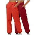 thumbnail image 1 of VOONCAS Women's 2 Pack Wine Casual Pants XL Size - 100% Polyester Loose Fit, Elastic Waist with Pockets, Breathable Cuffed Ankle Pants for Lounge/Errands/Travel, 1 of 4