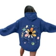 thumbnail image 1 of VOONCAS Women's 2XL Blue Floral Hoodie - Cottagecore Retro Style, Dual Prints, Drawstring Hood, Kangaroo Pocket, 100% Polyester, 1 of 5