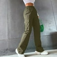 thumbnail image 1 of Trushirts Women's Army Green Cargo Pants (Size L) - Wide Leg, Elastic Waist, Multiple Pockets, Polyester-Cotton for Daily/Outdoor Wear, 1 of 6