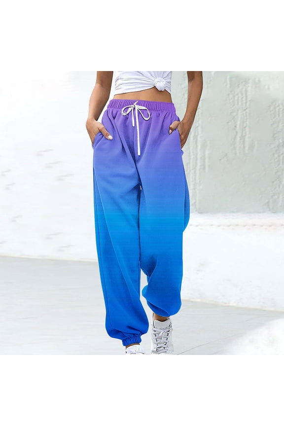 Trushirts Women's Blue Polyester-Cotton Casual Pants - 2XL Loose Fit, Elastic Waist with Drawstring, Cuffed Ankles & Side Pockets for Daily Wear/Lounging