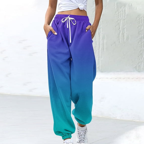 VOONCAS Women's Casual Jogger Pants - Mint Green, Size M - Polyester Soft Breathable, Elastic Waist with Drawstring, Elastic Ankles & Side Pockets for Daily Wear/Lounging