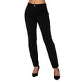 thumbnail image 1 of VOONCAS Women's Casual Straight Leg Pants - 90% Polyester 10% Spandex Stretch, Easy Care, Button Zipper, Functional Pockets, Black, Size L - For Daily/Office/Travel Wear, 1 of 6