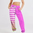 thumbnail image 1 of Trushirts Women's Casual Sweatpants - Hot Pink, Size L, 100% Polyester, Asymmetrical Stripe, Relaxed Fit with Elastic Waist & Drawstring, Side Pockets, Cuffed Ankles, 1 of 5