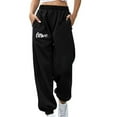 thumbnail image 1 of Trushirts Women's Comfortable 100% Polyester Sweatpants - Loose Fit, Elastic Waist, Side Pockets, Love & Paw Print Graphic, Casual for Lounge/Errands, Black, Size M, 1 of 2
