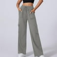 thumbnail image 1 of Trushirts Women's Comfortable Polyester Cargo Pants - Dark Gray, Size M, Wide Leg, Elastic Drawstring Waist, Multiple Pockets, Casual for Daily Wear/School, 1 of 8
