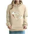 thumbnail image 1 of VOONCAS Women's Football Heart Hoodie, Khaki, Size L - Polyester, Relaxed Fit, Game Day Outfit, Cute Feminine Sporty Sweatshirt for Fans, 1 of 3