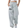 thumbnail image 1 of Trushirts Women's Gray Sweatpants Size M - 100% Polyester, Loose Fit, Elastic Waist & Side Pockets with Love Paw Print, 1 of 2
