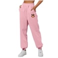 thumbnail image 1 of Trushirts Women's Pink Pumpkin Print Sweatpants - Polyester, Elastic Waist, Loose Fit Tapered Leg with Cuffs & Side Pockets, Size L - Casual Lounge/Daily Wear, 1 of 2