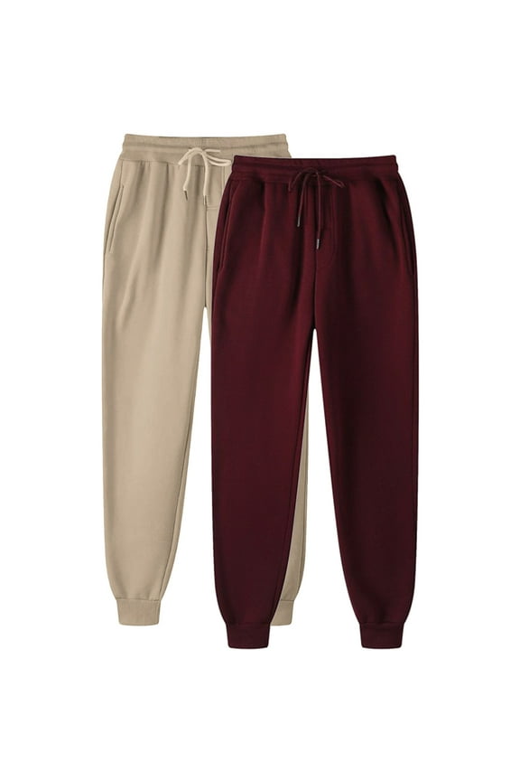 Women's Plus 2 Pack Wine Sweatpants - Size 3XL, 100% Polyester, Elastic Waist with Drawstring, Side Pockets