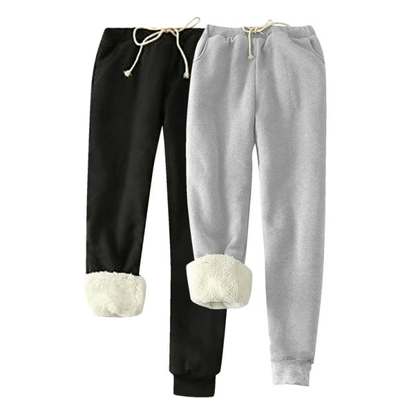 Trushirts Women's Plus 4XL Black Fleece Lined Sweatpants 2 Pack - Soft Stretch Fabric with Drawstring Waist & Elastic Cuffs, Ideal for Winter Lounging & Casual Outings