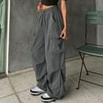 thumbnail image 1 of Trushirts Women's Plus Gray Cotton Cargo Pants Size 3XL - Comfortable Breathable Streetwear with Drawstring Waist/Cuffs & Multiple Pockets for Daily Casual Wear, 1 of 5