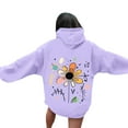 thumbnail image 1 of VOONCAS Women's Plus Size Purple Floral Hoodie - 100% Polyester, Cottagecore Design with Drawstring & Kangaroo Pocket, Size 2XL - Lightweight Casual Wear, 1 of 5