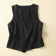 thumbnail image 1 of Trushirts Womens Black 60% Cotton 40% Linen Vest - Breathable Sleeveless V-Neck with Patch Pockets for Summer Casual Office Daily Wear, M-XXL,Size XL, 1 of 5