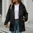 thumbnail image 1 of Trushirts Womens Mid-Length Hooded Sherpa Winter Coat - Polyester Sherpa-Like Fabric, Quilted Panels, Full-Zip, Side Pockets, Relaxed Fit, Black for Fall/Winter,Size 2XL, 1 of 9