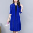 thumbnail image 1 of Trushirts Womens Plus Size Long Open Front Cardigan - Nylon Spandex Stretch, Three Quarter Sleeve, Lightweight All Season, Blue (XL-XXL),Size 3XL, 1 of 3