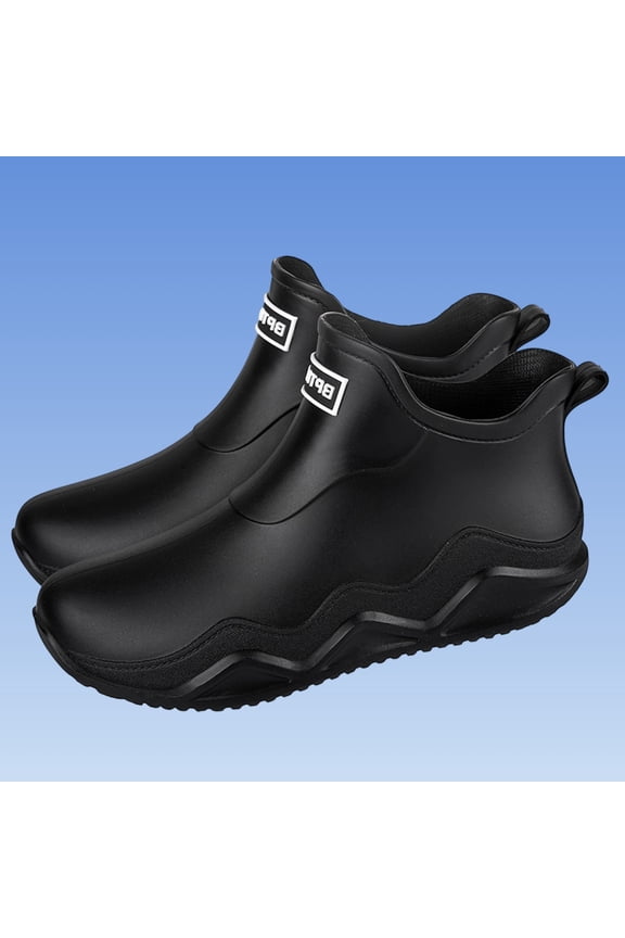 Unisex Black Rain Boots, 100% Waterproof PVC Ankle-High Boots, Slip-Resistant Lightweight for Outdoor & Rainy Days,Size 36