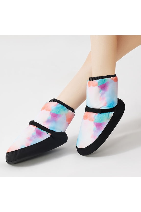 Unisex Kids Tie Dye Ankle Boots - Nylon Spandex Warm Comfortable Shoes with Hook and Loop Strap, Multicolor Casual Easy On Off Boots for Kids 4.5-15.5 Years,Size L