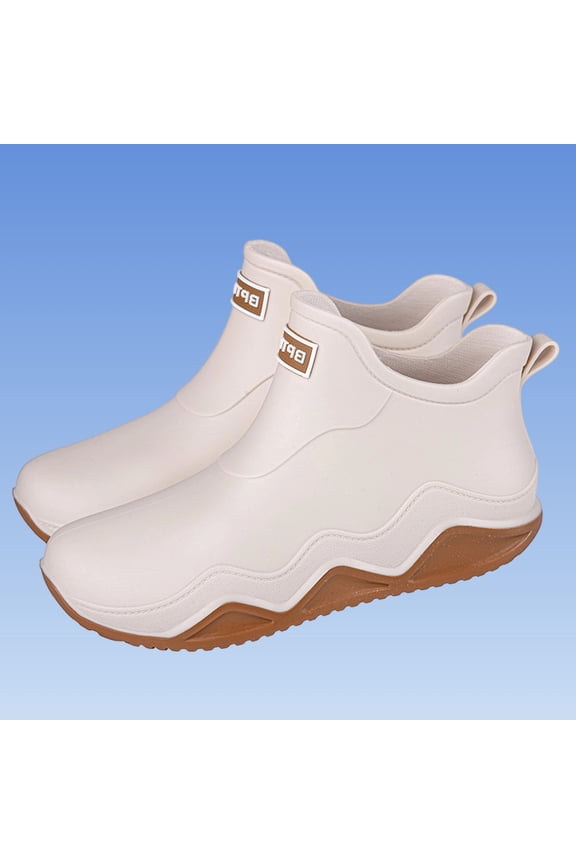 Unisex White Rain Boots, 100% Waterproof PVC Ankle Boots, Slip-Resistant Lightweight for Outdoor & Daily Use,Size 44