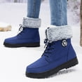 thumbnail image 1 of SYMSHOES Womens Blue Winter Snow Boots, Faux Faux Fur Lined Ankle-High Lace-Up, Anti-Slip Rubber Outsole Warm Flock Upper Snow Boots for Cold Days,Size 38, 1 of 7