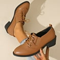 thumbnail image 1 of SYMSHOES Womens Brown Lace-Up Oxford Shoes, Faux Faux Leather Block Heel, Comfortable All-Day Office & Casual Footwear,Size 42, 1 of 9