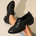 thumbnail image 1 of SYMSHOES Womens Lace-Up Oxford Shoes, Faux Faux Leather Block Heel, Black Comfortable All-Day Wear for Office & Casual,Size 39, 1 of 9