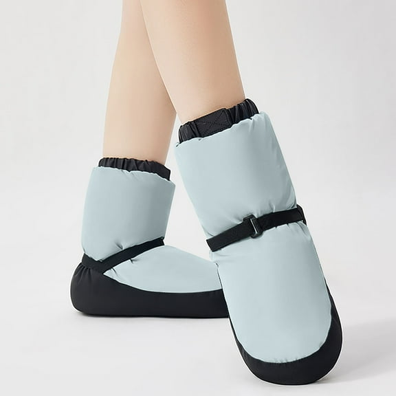 Womens Light Blue Puffy Boots - Warm Nylon Spandex, Elastic Cuff & Adjustable Strap, Non-Slip Reinforced Sole for Indoor Outdoor, Size XXS to XL,Size XS