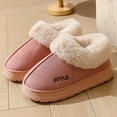 thumbnail image 1 of SYMSHOES Womens Pink Comfortable Winter Warm Shoes - Faux Faux Fur Collar Anti-Slip Flock Upper, Stylish Embroidery Indoor Outdoor Casual Footwear,Size 40, 1 of 5