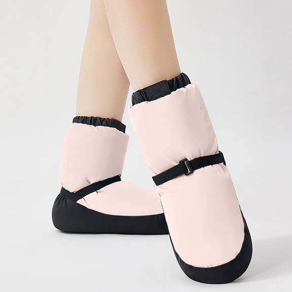 Womens Pink Puffy Boots - Warm Nylon Spandex, Elastic Cuff with Adjustable Strap, Non-Slip Reinforced Sole for Indoor & Outdoor, Size XXS-XL,Size L