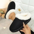thumbnail image 1 of SYMSHOES Womens Warm Faux Faux Fur Collar Mule Slippers - Non-Slip Textured Sole Roomy Fit Flock House Slippers for Fall Winter, Black (US 5.5-11),Size 36, 1 of 9