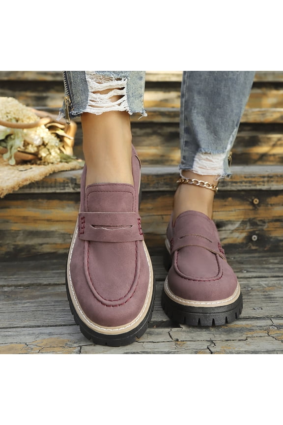 Womens Wine Chunky Loafers - Vintage Non-Slip Comfort PU Penny Shoes for Office Daily (US 5.5-9.5),Size 40
