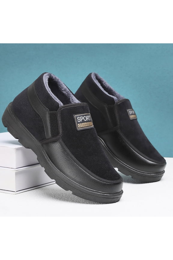 Womens Winter Slip On Shoes - Warm Fleece Lined Non-Slip Mid-Top PU Casual Shoes, Comfortable Easy On/Off Indoor Outdoor Daily Wear for Women (Black, US 6-9),Size 42