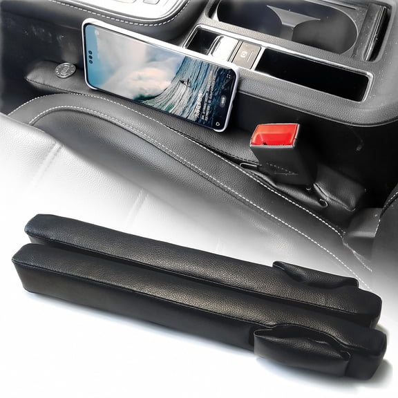 Trusolva No Drop Seat Guard, Car Seat Gap Filler Universal Upholster Gap Stopper/Catcher to Fill The Gap Between Seat and Console Black Plug Crevice Blocker Pad Stopper 03b