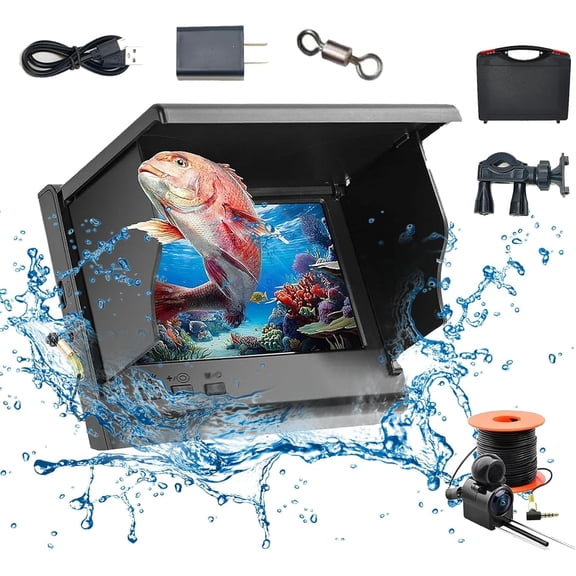 Trusolva Underwater Fishing Camera, Night Vision Portable Fish Finder, Fishing Monitor Underwater Camera, 4.3 Inch HD Ice Fishing Camera with 220° Wide View, 4k Ice Fishing Fish Finder Camera-30m