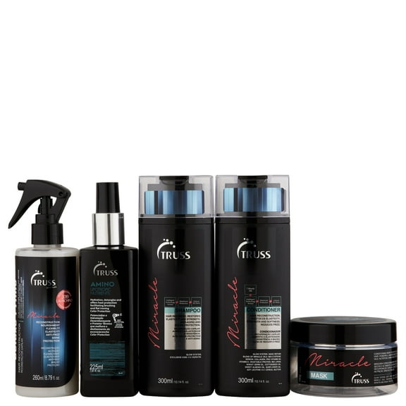 Truss Miracle Shampoo & Conditioner 10.14oz, Miracle Amino 7.04oz, Deluxe Prime 8.79oz, & Miracle Mask 6.35oz