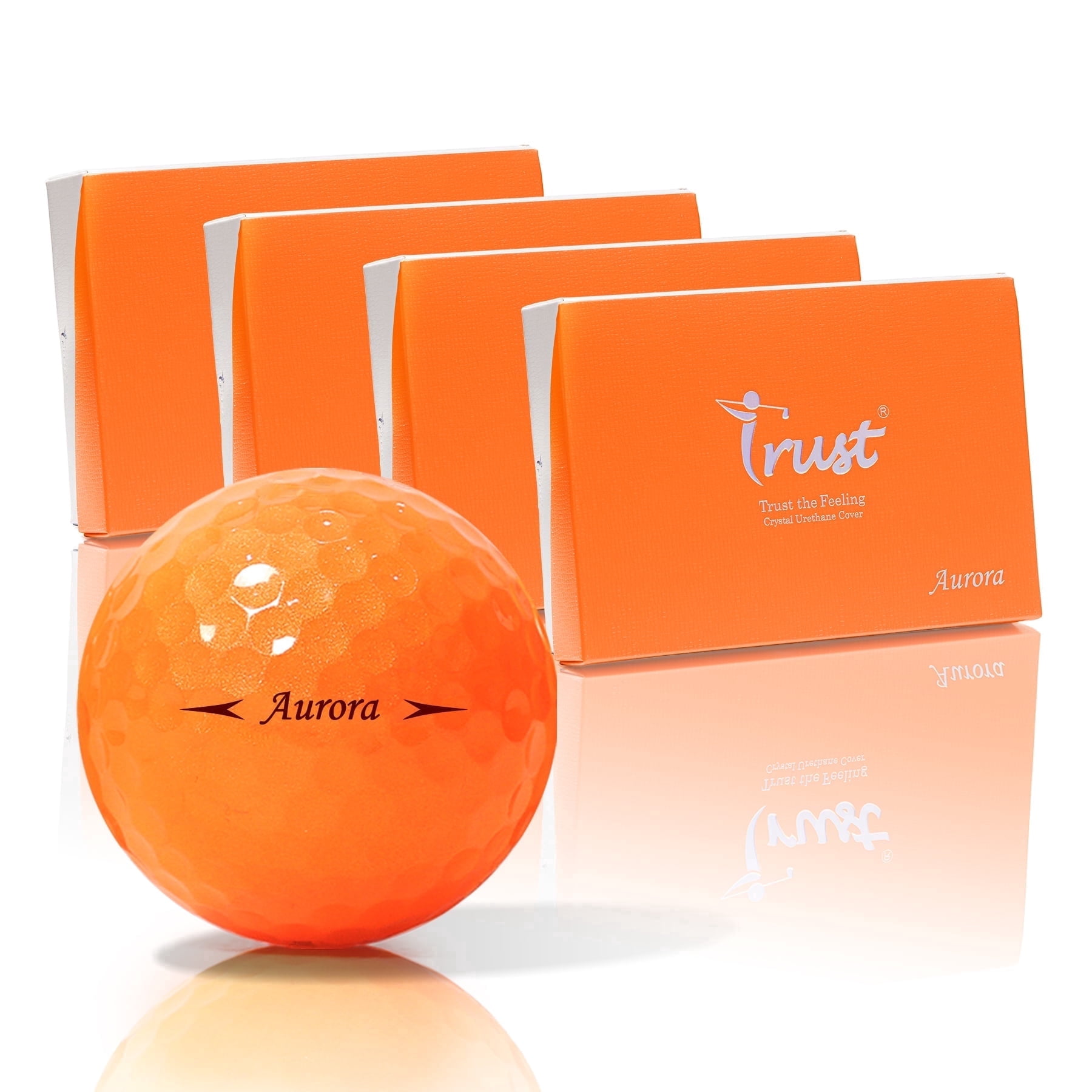 Trust Aurora Bright Orange. Crystal Urethane Cover with Dynamic Core, 3 Piece Golf Ball, Soft Feeling (4 Dozen)