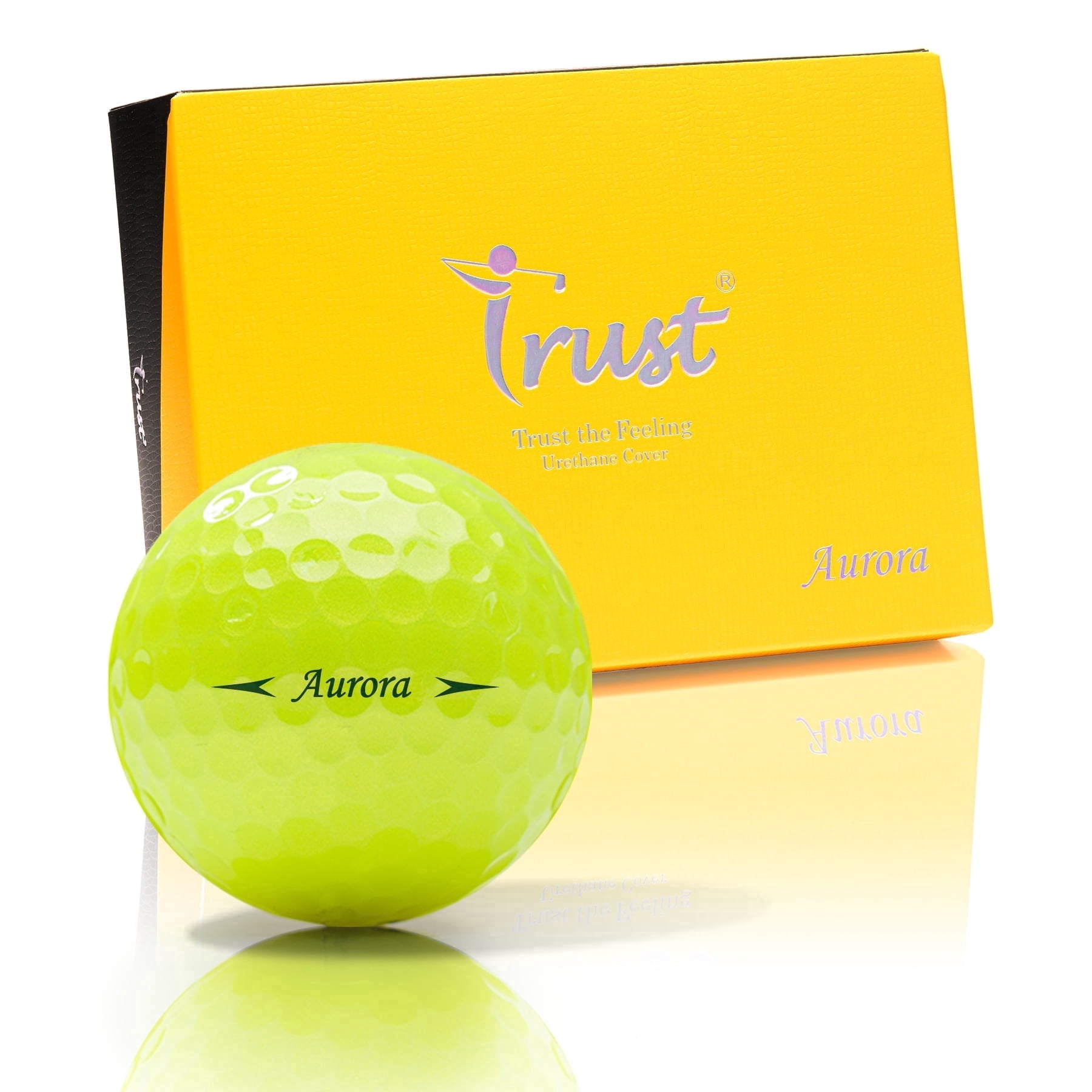 Trust Aurora Royal Yellow. Crystal Urethane Cover with Dynamic Core, 3 Piece Golf Ball, Soft Feeling (1 Dozen)