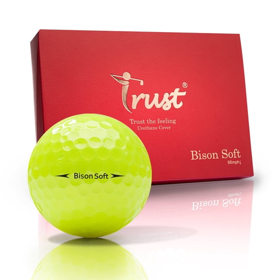 Trust Bison Soft K8 Edition. Super Soft Feeling. Urethane Cover with Reactive Core, Swing Speed Under 95 mph (Yellow, 1 Dozen)