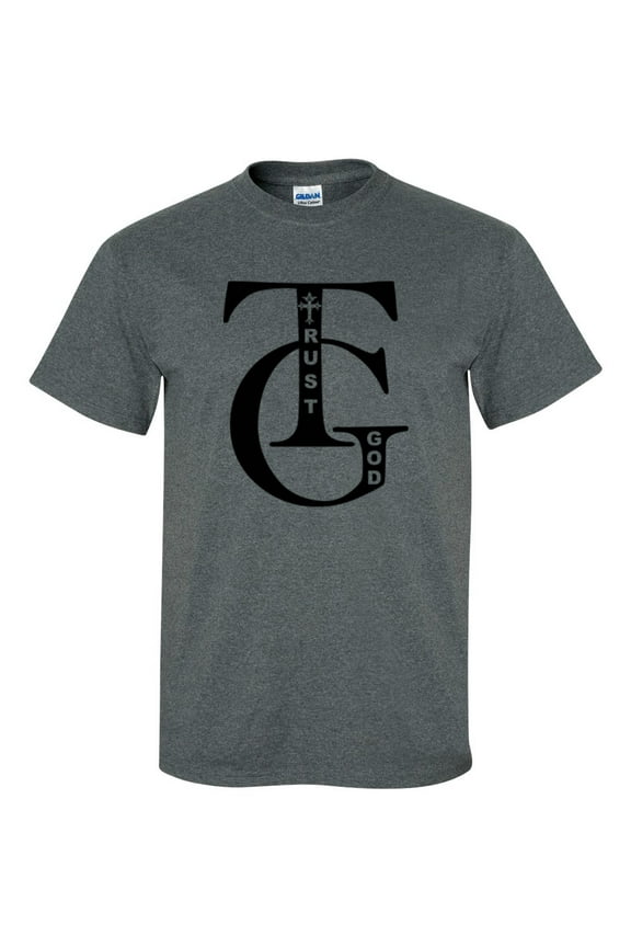 Trust God Christian Unisex Short Sleeve T-shirt-Dark Heather Grey-Large