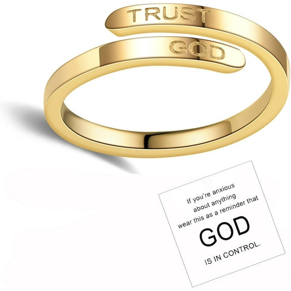Trust God Cross Thumb Ring For Women, Religious Inspirational Engraved TRUST GOD Faith Ring Adjustable Stainless Steel Open Jewelry Gifts To Daughter Granddaughter