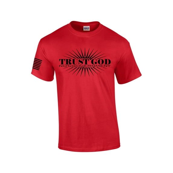 Trust God Not Government Christian American Flag Mens Christian Short Sleeve T-Shirt Graphic Tee-Red-xxl