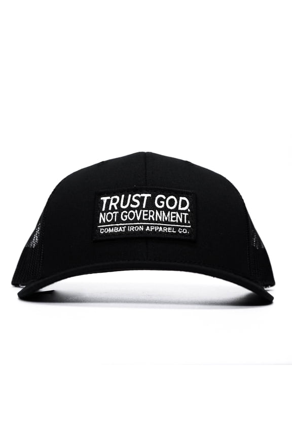 Trust God. Not Government. Mid-Profile Mesh Snapback Black / Black