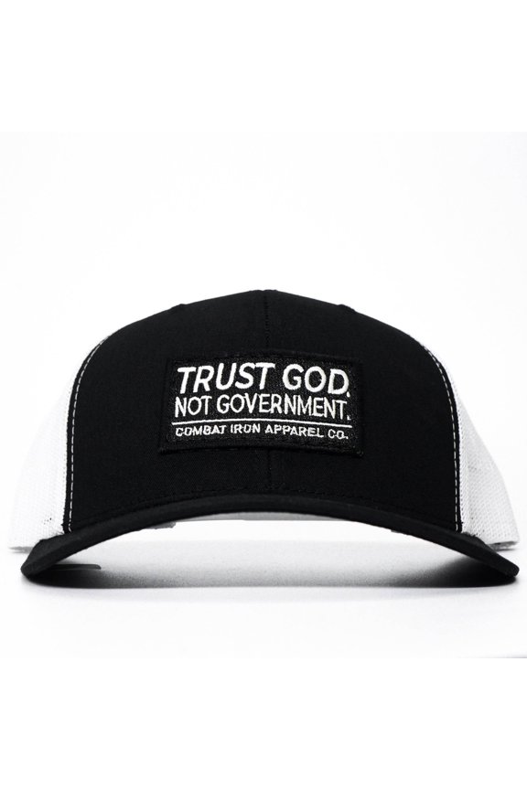 Trust God. Not Government. Mid-Profile Mesh Snapback Black / White