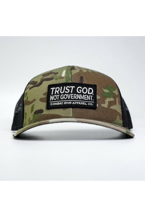 Trust God. Not Government. Mid-Profile Mesh Snapback Multicam / Black