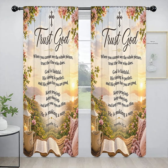 Trust God Proverbs Christ Faith Custom Window Curtains 52 x 84 Inch Set of 2 Panels