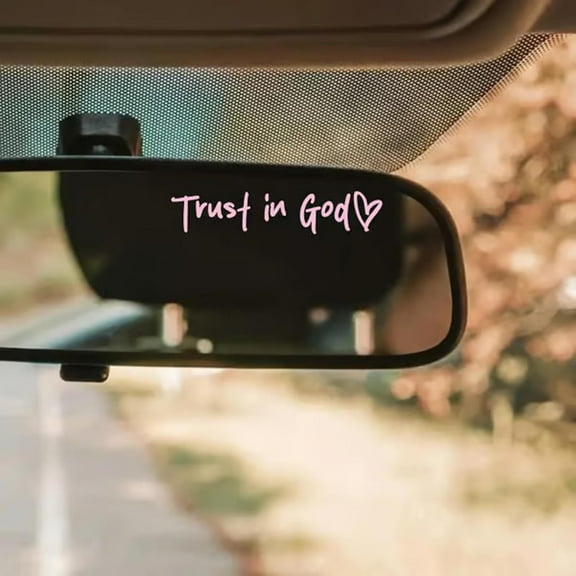 Trust in God Rear View Mirror Sticker,Ideal Christian Gift,Cute Car Window Decals,Multi-Purpose Rear View Mirror Decal Pink Car Accessories for Most Vehicles,Trucks,Motorcycles,SUV (Pink, 2pcs)
