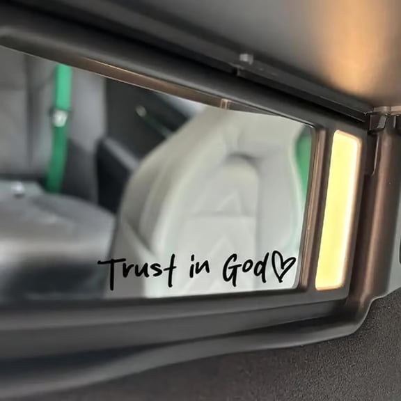 Trust in God Rear View Mirror Sticker,Ideal Christian Gift,Cute Car Window Decals,Multi-Purpose Rear View Mirror Decal Pink Car Accessories for Most Vehicles,Trucks,Motorcycles,SUV (Black, 4pcs)