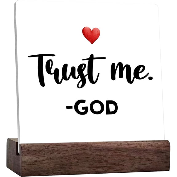 Trust Me God Sign Desk Decor,Inspirational Christian Quotes Ceramic Desk Plaque Sign For Christian Home Bedroom Office Tabletop Decoration,Religious Gifts For Women Friend